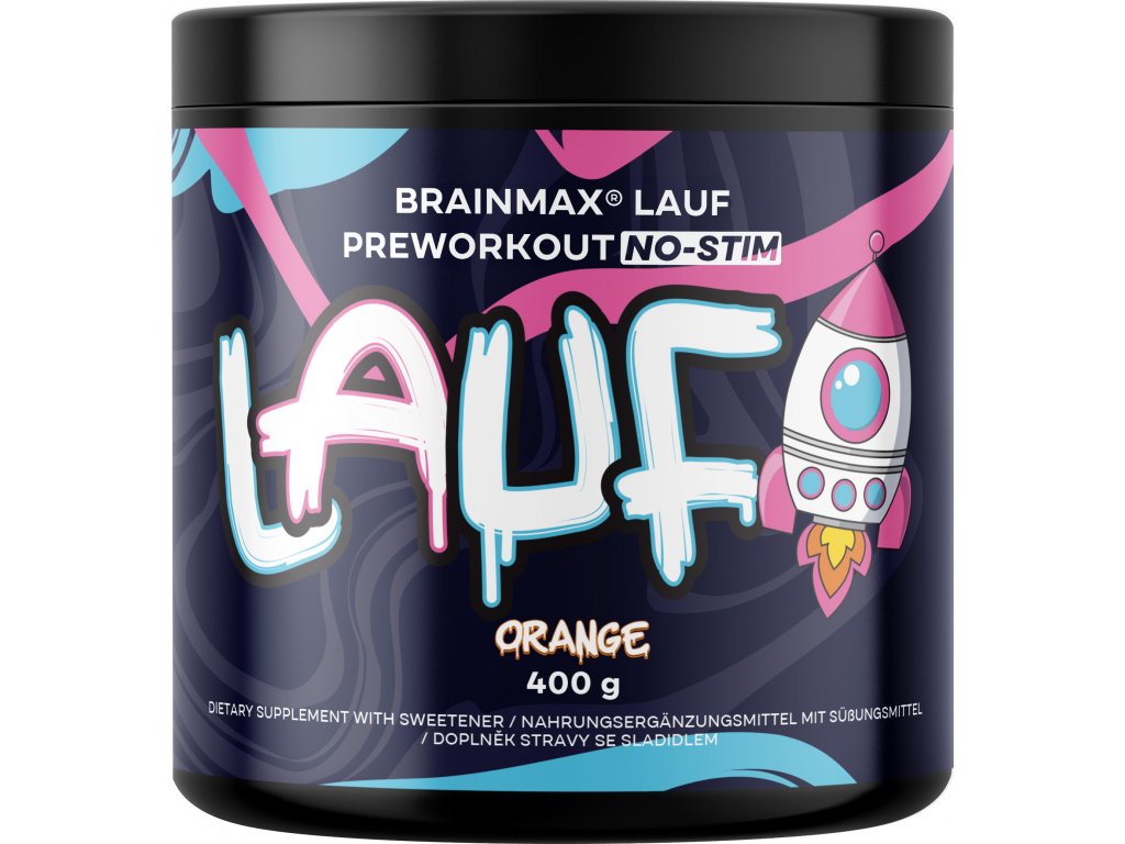 BrainMax Lauf Preworkout NO-STIM 400 g - červený pomeranč