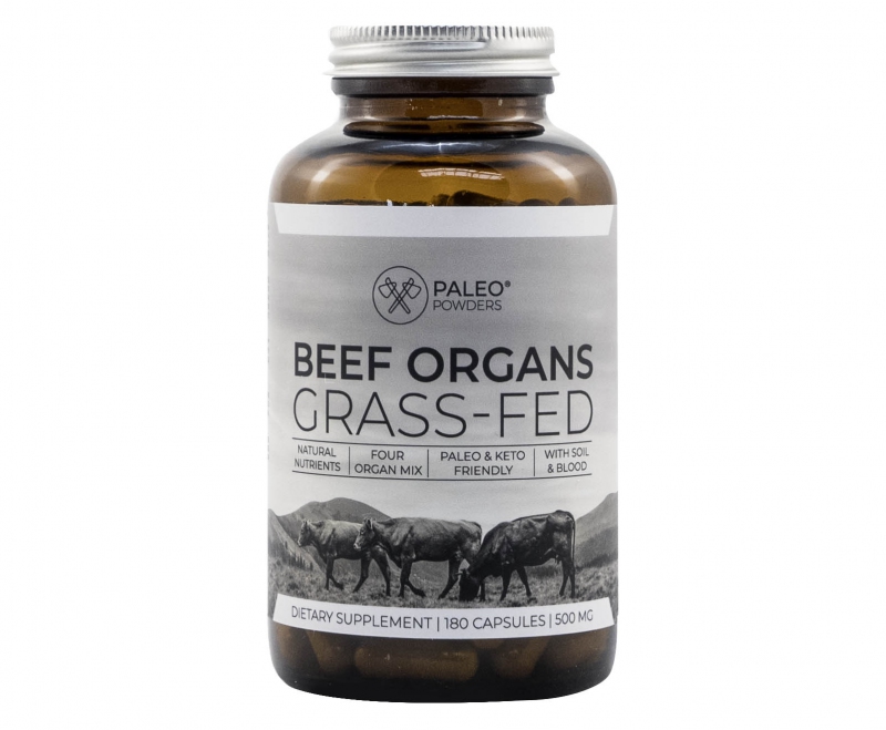 Paleo Powders Hovězí orgány (grass-fed organ mix), 180 kapslí