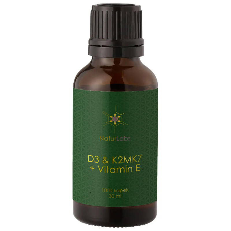 NaturLabs Vitamin D3 + K2 + E, 500 Dávek, Extra silný (1000 IU), 30 ml