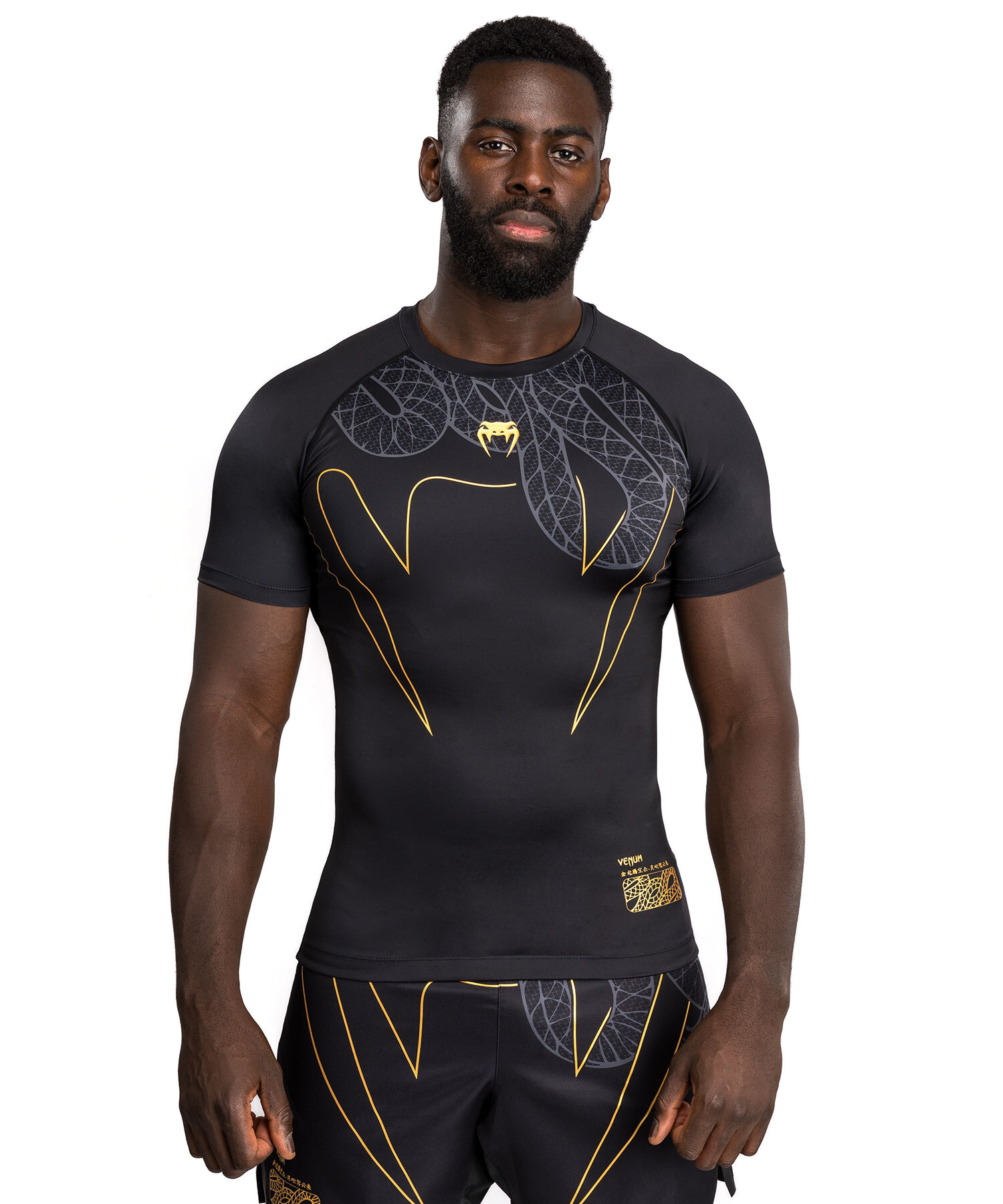 Venum Serpenti Rashguards Short Sleeves - Black/Silver/Gold Velikost: S