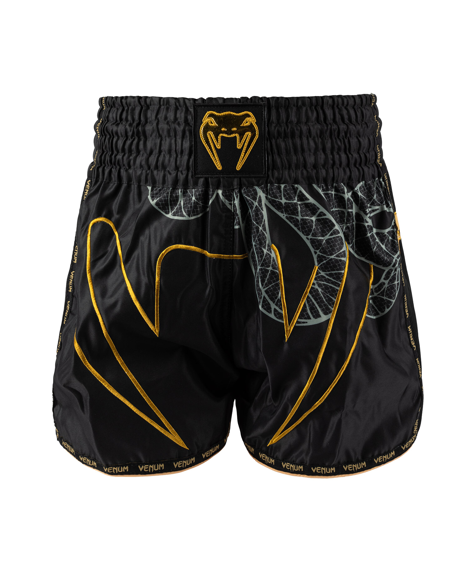 Venum Serpenti Muay Thai Shorts - Black/Silver/Gold Velikost: S
