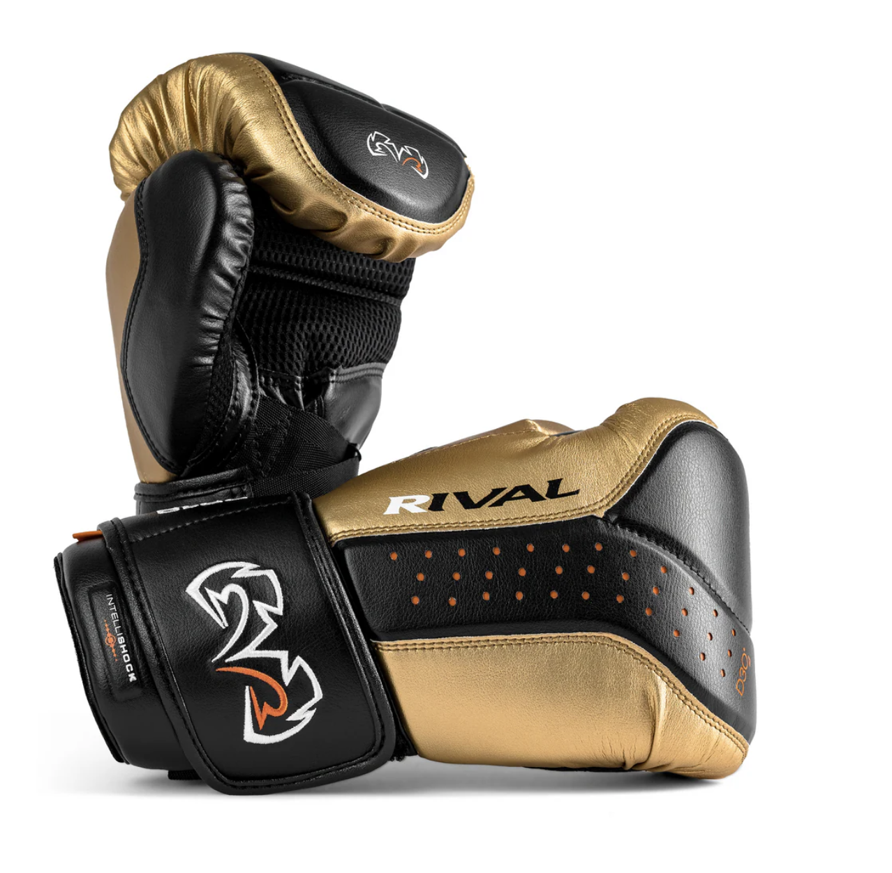 Rival Boxing RB10 Intelli-Shock Bag Gloves, Black/Gold Velikost: L