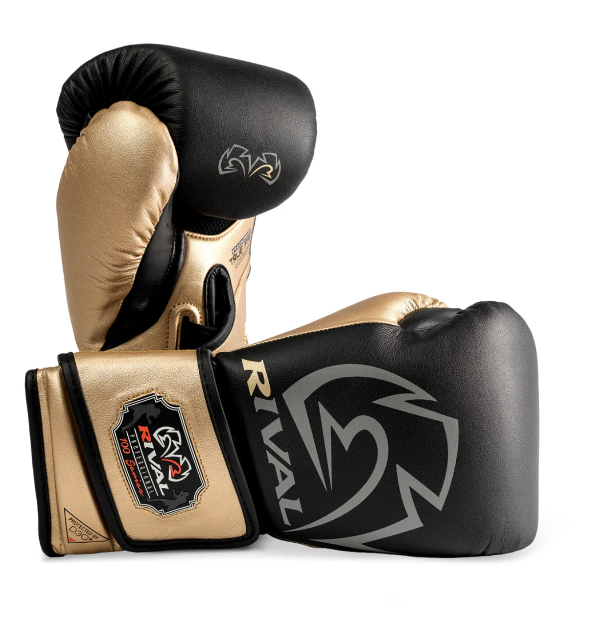 Rival Boxing RB100 Professional Bag Gloves, Black/Gold Velikost: M