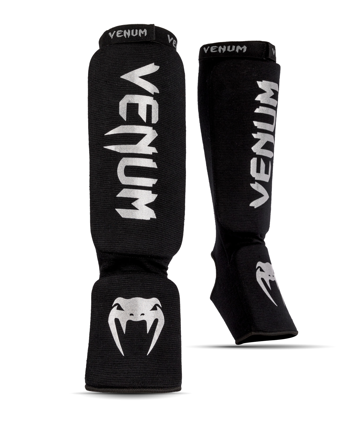 Venum Kontact Shin Guards, Black/Silver Velikost: XL