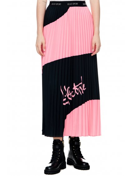 Plisovaná čierno-ružová sukňa