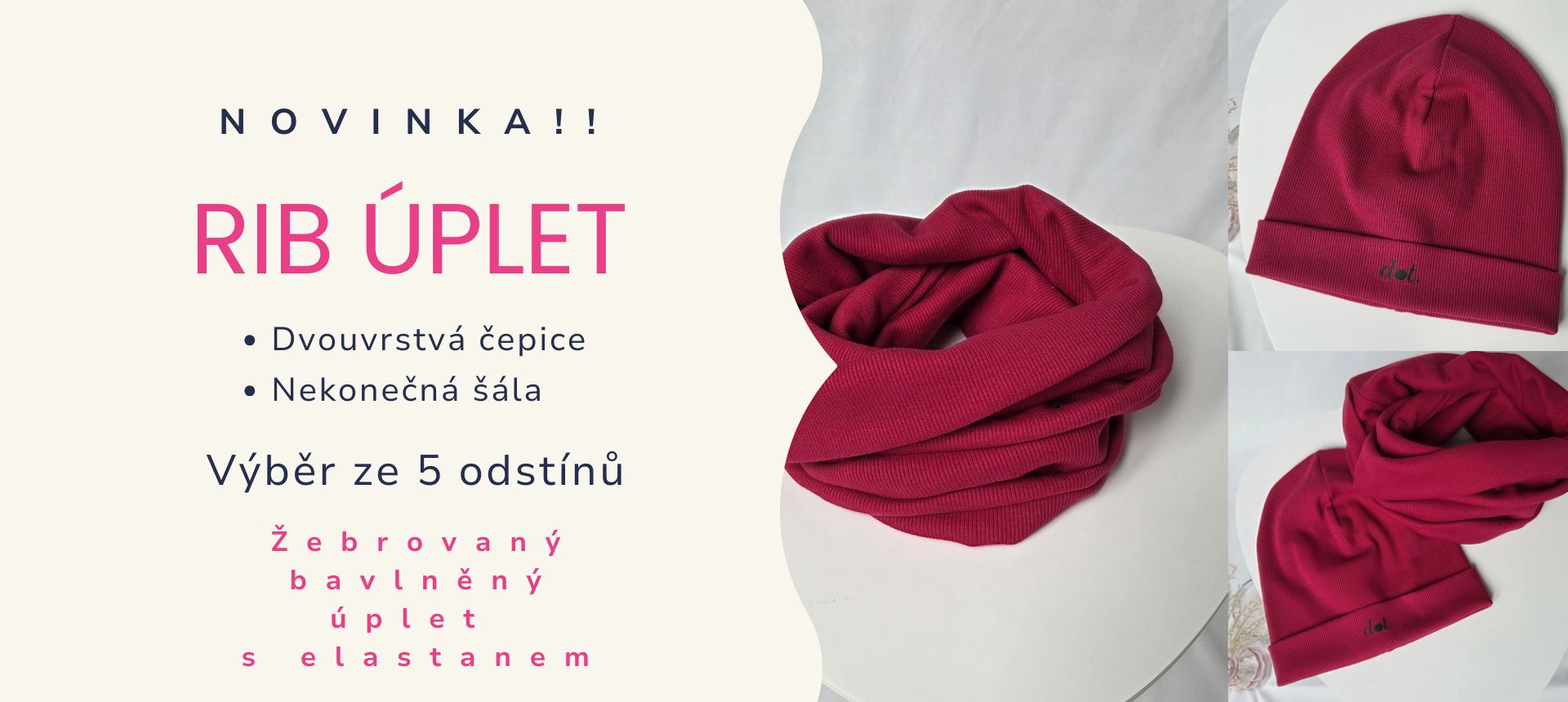 Dvouvrstvá čepice, nekonečná šála, RIB úplet