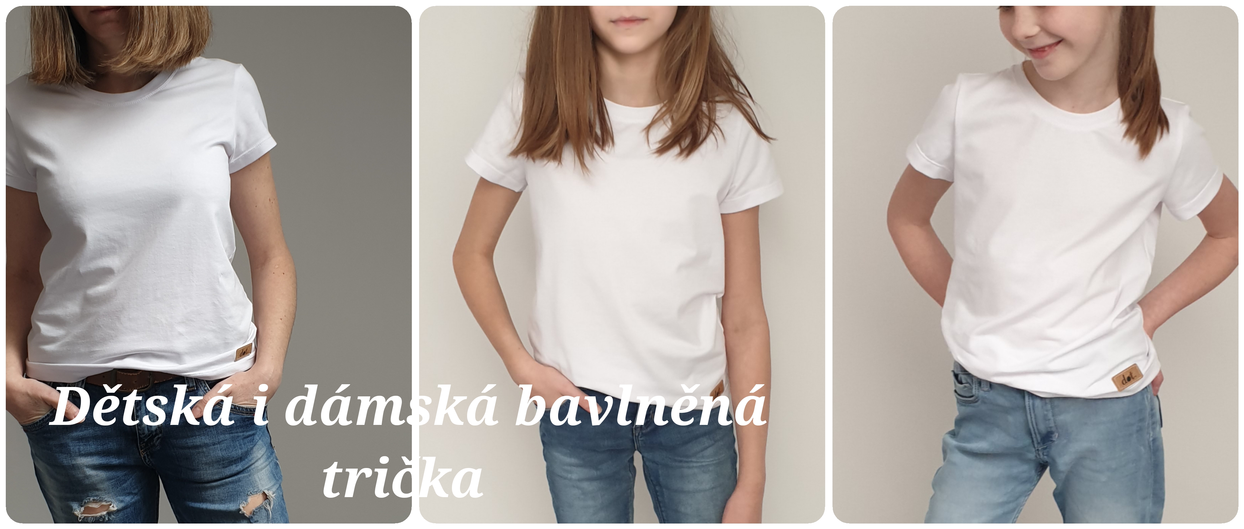 Dětská i dámská bavlněná trička bílá
