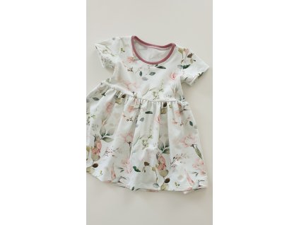 Dívčí šaty s krátkým rukávem - Kolibříci (vel. 92)