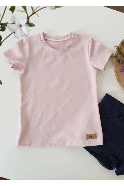 Tričko s krátkým rukávem - Pudrová (vel.122)