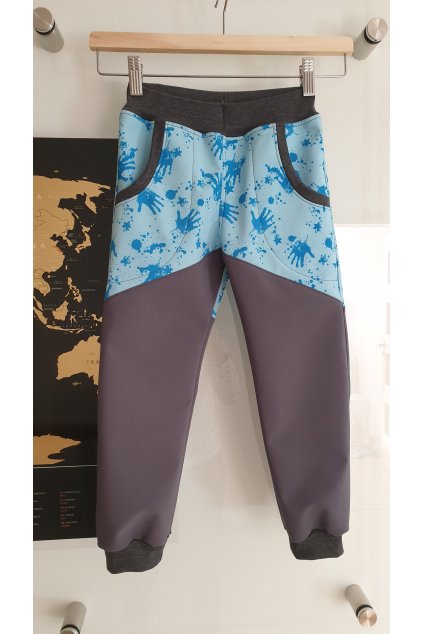 Softshellové kalhoty - Šedá a ručičky (vel. 99)