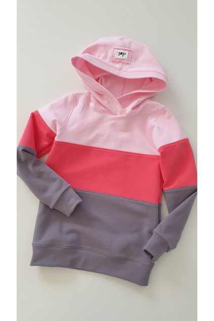 Mikina s kapucí - Tříbarevná (vel. 116)