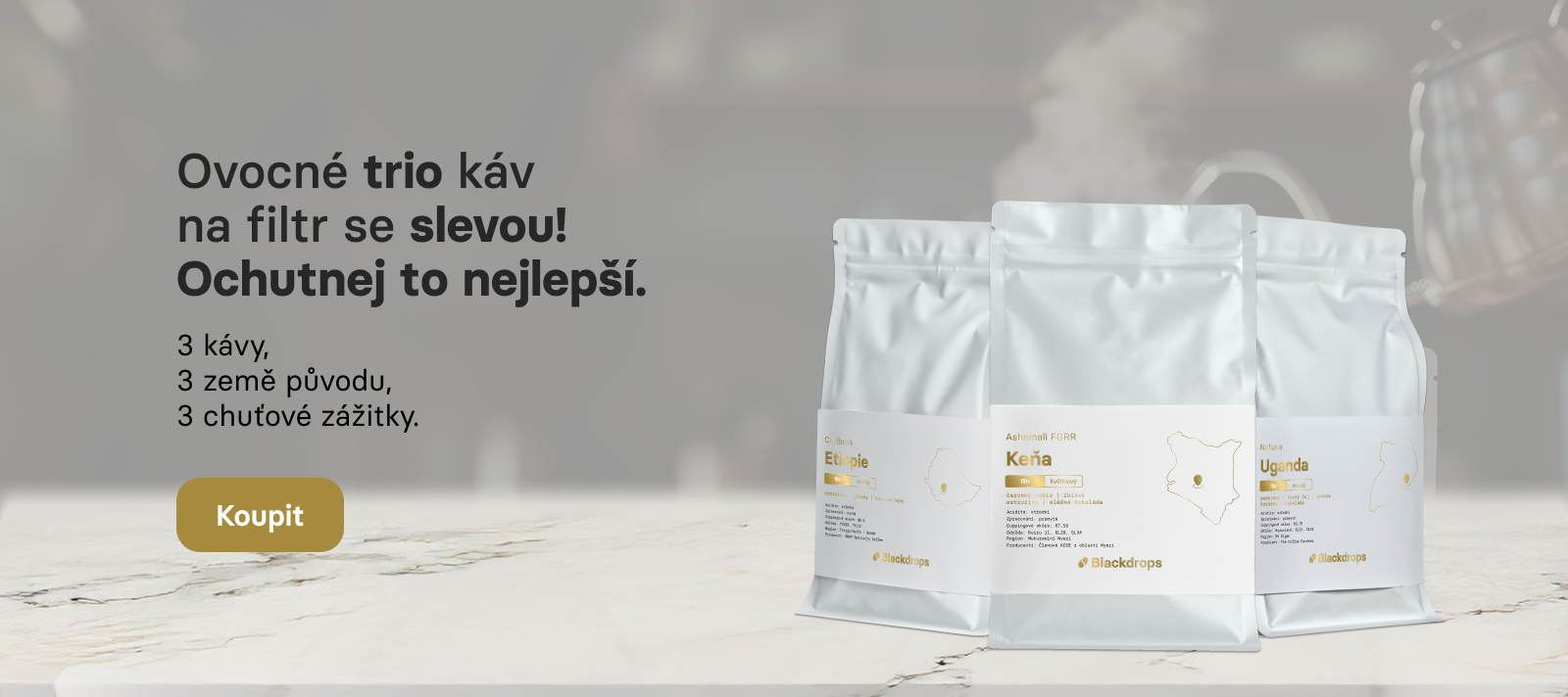Trio zrnkové kávy | pražírna Blackdrops