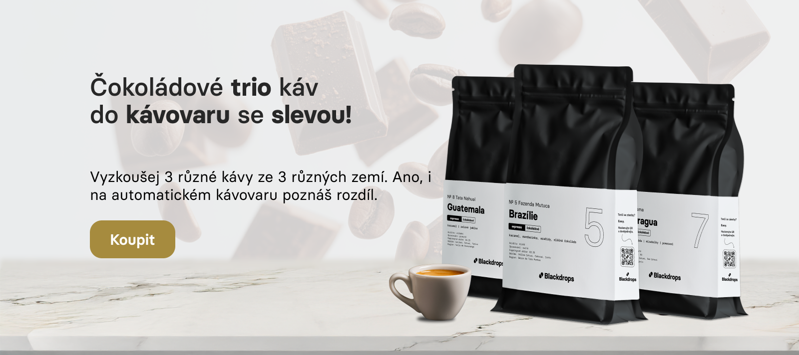 Trio zrnkové kávy do kávovaru | pražírna Blackdrops