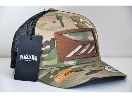 MULTICAM TRUCKER HNĚDÁ KOŽENÁ VLAJKA