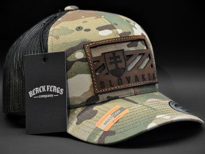 SLOVENSKO COMBAT FLAG MULTICAM TRUCKER BROWN LEATHER
