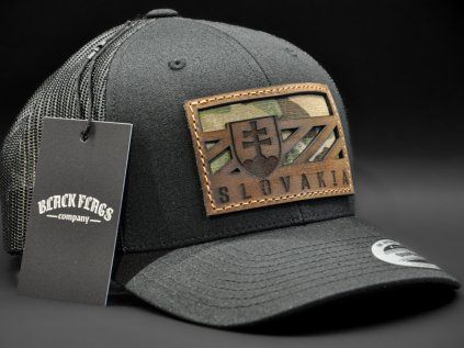 SLOVENSKO COMBAT FLAG BLACK TRUCKER BROWN LEATHER