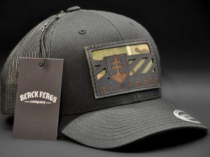 SLOVENSKO COMBAT FLAG BLACK TRUCKER BLACK LEATHER