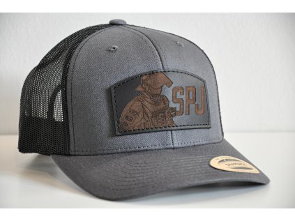 POLICIE SPJ GREY TRUCKER BLACK LEATHER