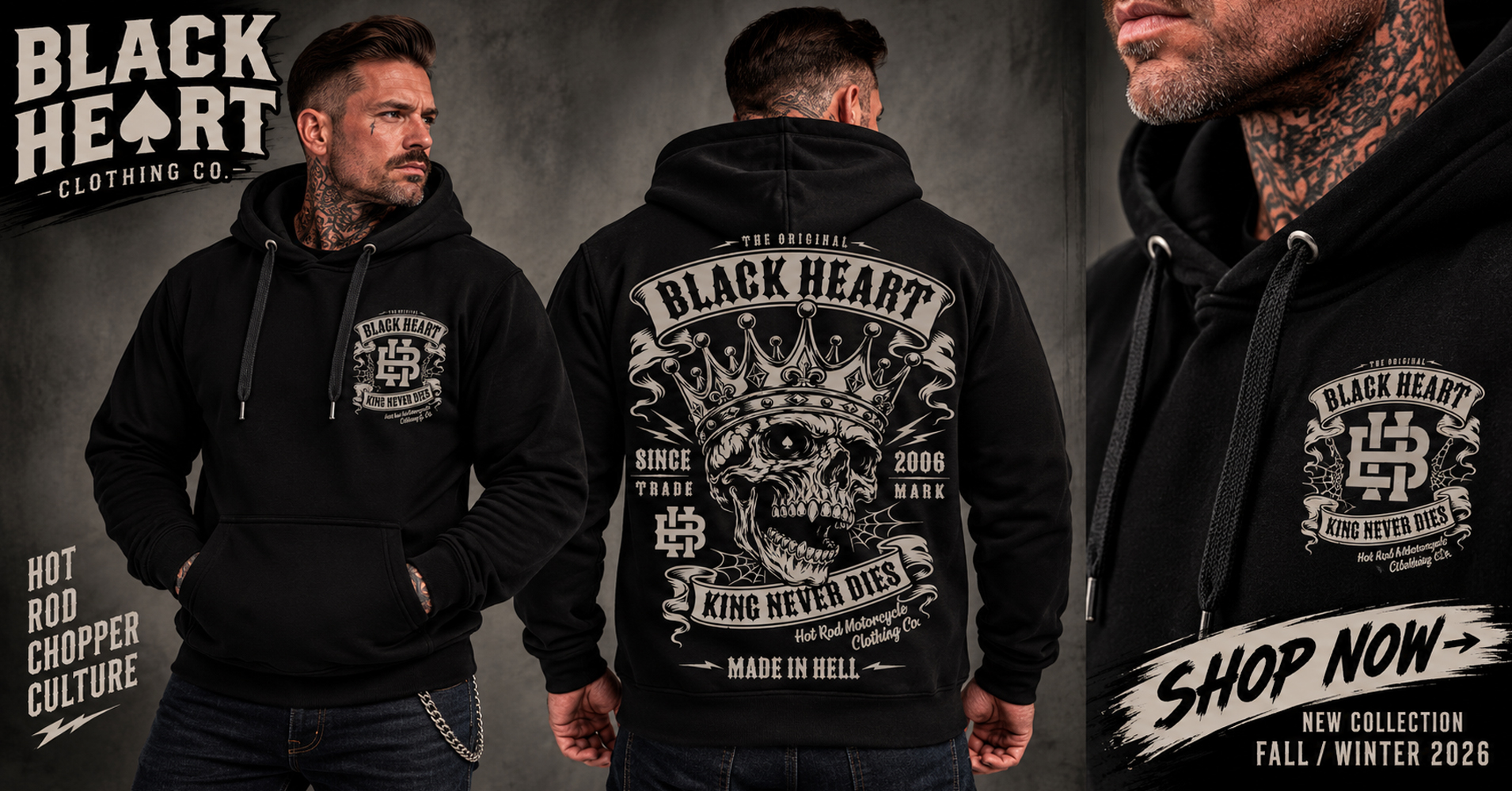 black heart mikina king never die