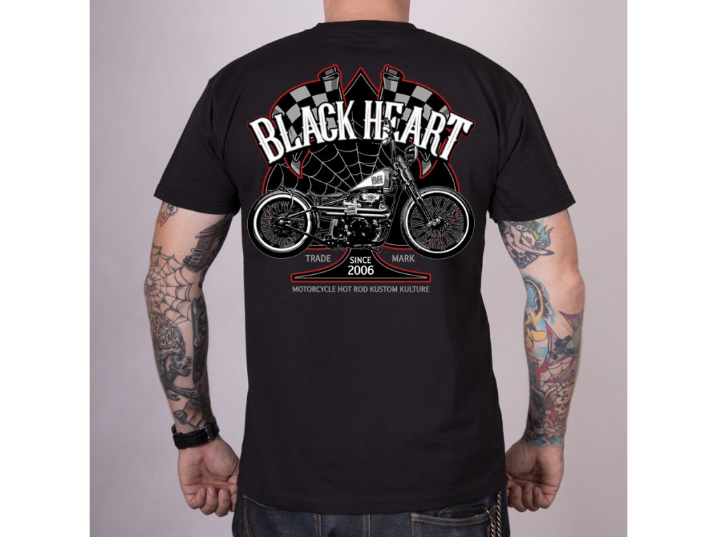 motorkářské tričko black heart chopper race
