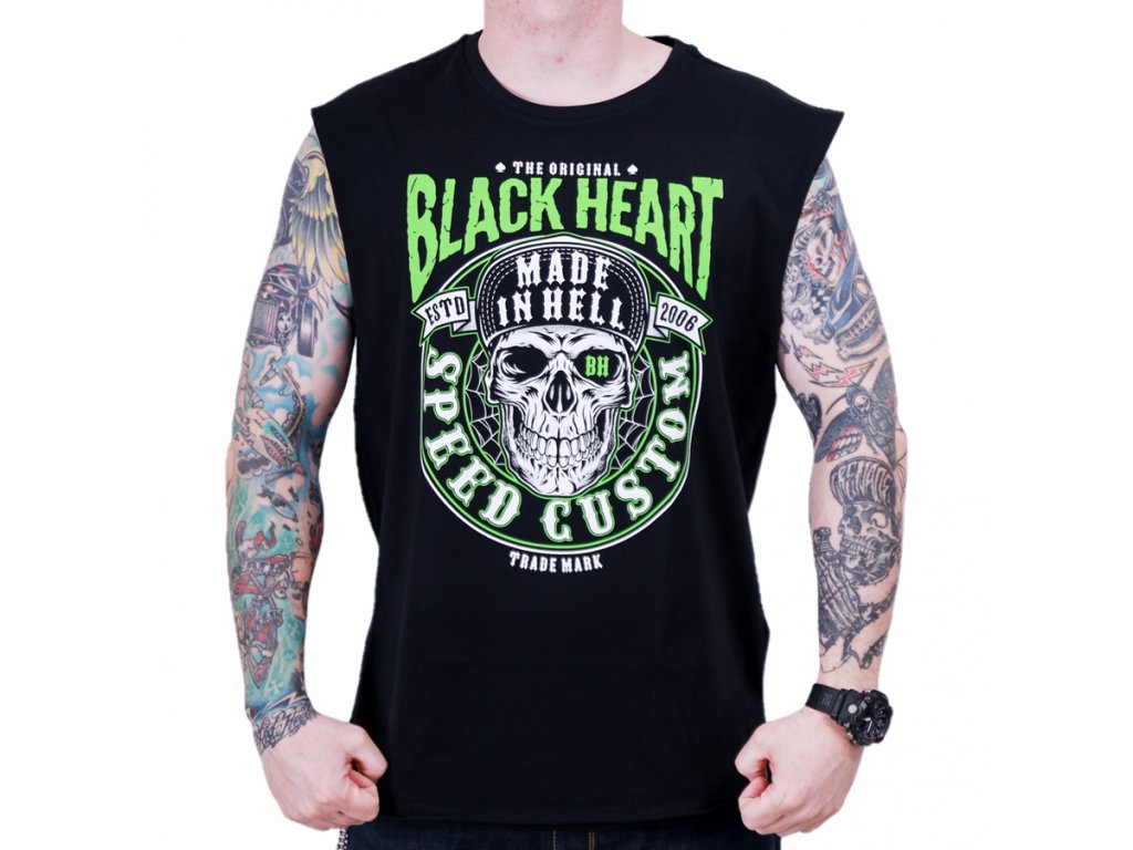 motorkářské triko bez rukávu black heart desolate