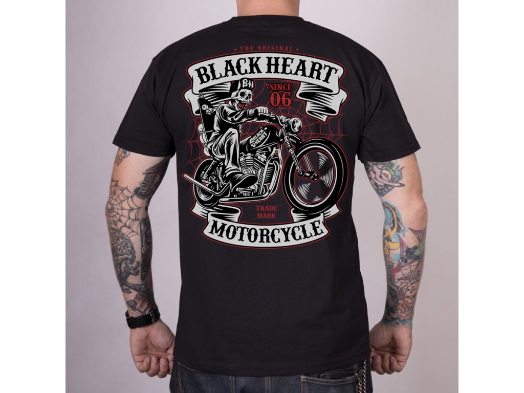 Triko motorkářské skeleton chopper black heart 2