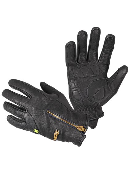 Dámské kožené moto rukavice W-TEC Perchta (Barva černá, Velikost XS)