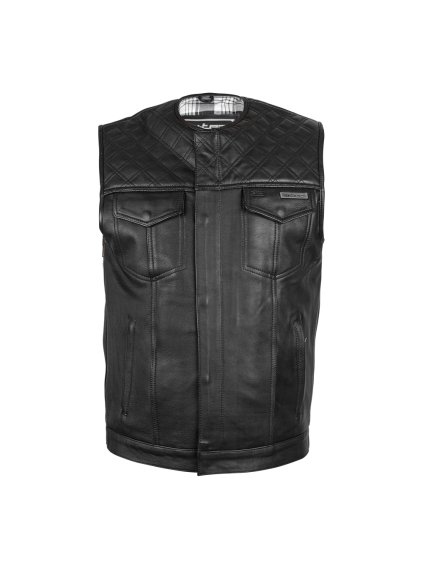 Kožená moto vesta W-TEC Losango (Barva Black, Velikost S)