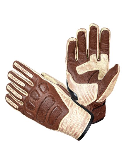 Kožené moto rukavice W-TEC Retro Gloves (Barva hnědo-béžová, Velikost S)