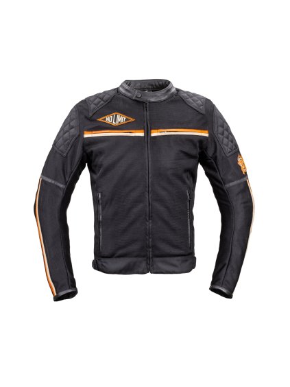 Letní moto bunda W-TEC 2Stripe (Barva černo-béžovo-oranžová, Velikost S)