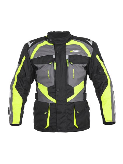 Pánská moto bunda W-TEC Burdys Evo (Barva černo-šedo-zelená, Velikost M)
