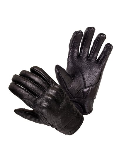 Kožené letní moto rukavice W-TEC Boldsum (Barva černá, Velikost S)