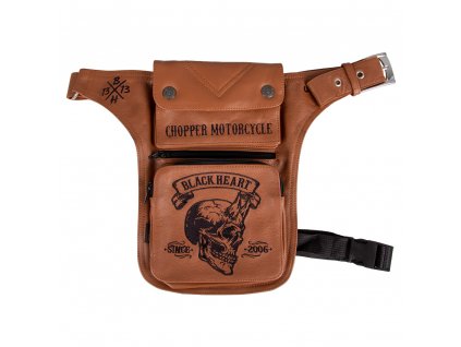 Stehenní kapsa W TEC Black Heart Devil Skull Brown Leather