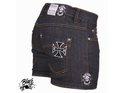 Dámské Kraťasy BLACK HEART CROSS SKULL DENIM