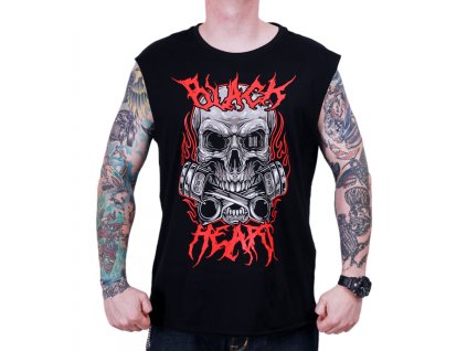 motorkářské metalové triko bez rukávu black heart metal head