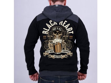 motorkářská mikina black heart beer biker 1+