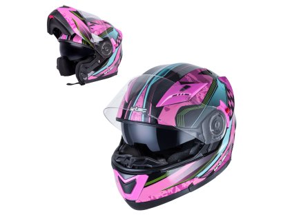 Výklopná moto přilba W-TEC Pezzon Magenta