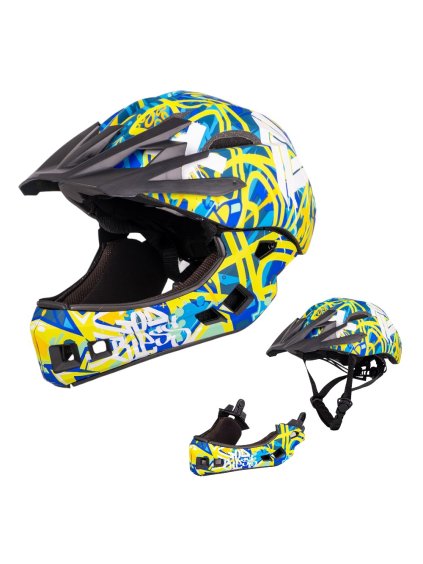 Dětská downhill přilba W-TEC Delgada (Barva Freestyle Blue, Velikost XS (48-52))