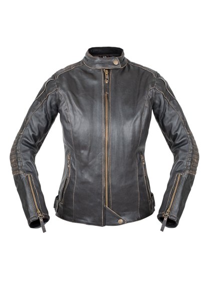 Dámská kožená moto bunda W-TEC Lecia (Barva hnědá, Velikost XS)