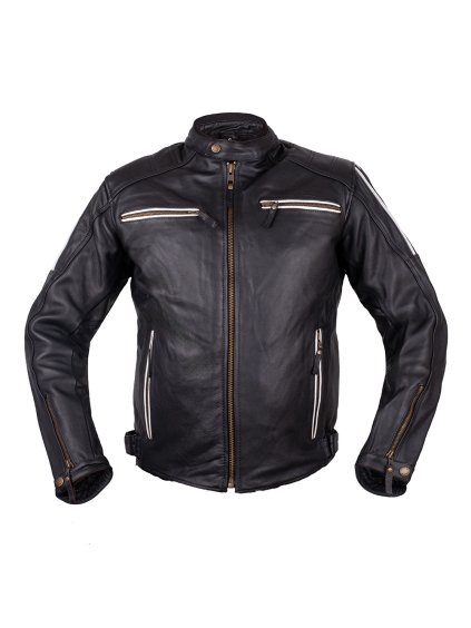 Kožená moto bunda W-TEC Helsin (Barva černo-bílá, Velikost S)