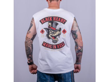 Triko bez Rukávu BLACK HEART LONE WOLF WHT