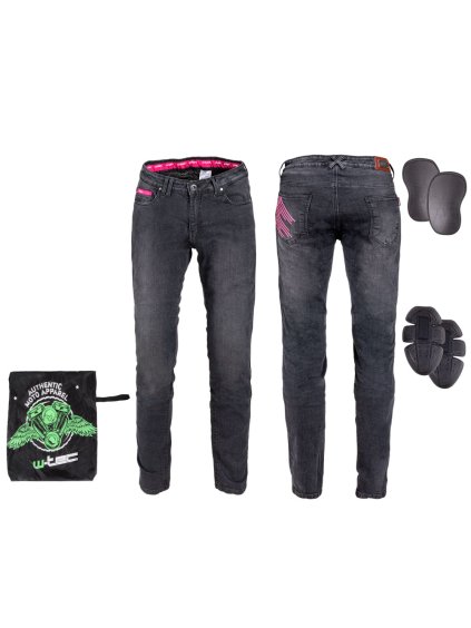 Dámské moto džíny W-TEC Leonarda (Barva černá, Velikost M)