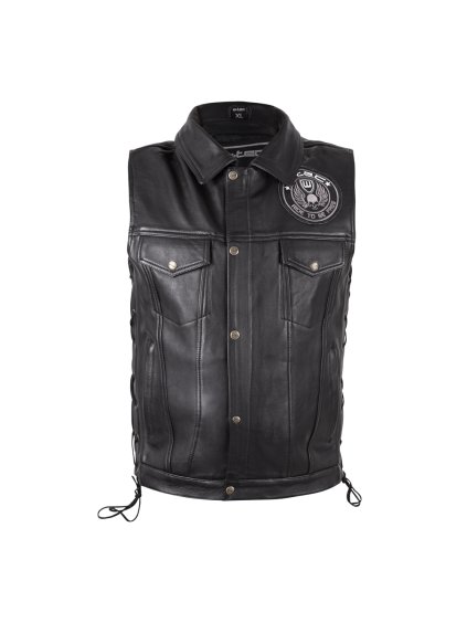 Kožená moto vesta W-TEC Highstake (Barva Black, Velikost 4XL)