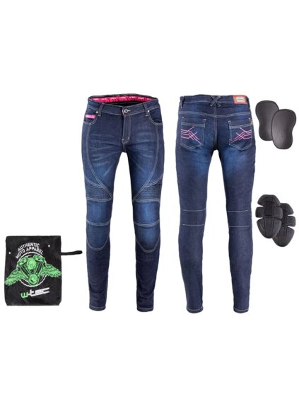 Dámské moto džíny W-TEC Rafael (Barva modrá, Velikost 3XL)