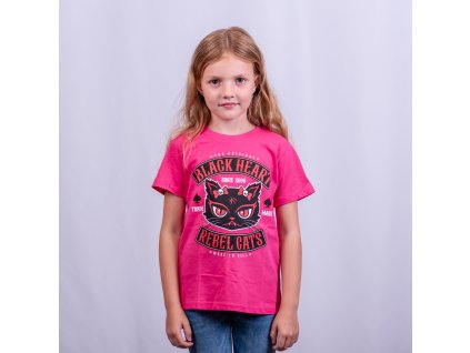 A Dětské triko BLACK HEART REBEL CATS PINK
