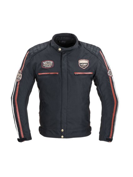 Pánská textilní bunda W-TEC Jawo (Barva černá s červeným a bílým pruhem, Velikost S)