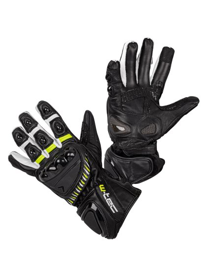 Moto rukavice W-TEC Evolation (Barva černo-bílo-fluo, Velikost XXL)