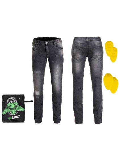 Pánské moto jeansy W-TEC Komaford (Barva tmavě šedá, Velikost 3XL)