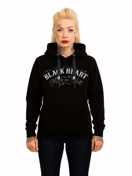 MIKINA BLACK HEART PIN UP SKULL