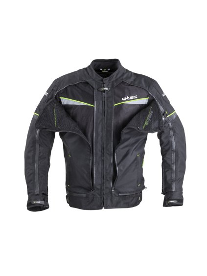 Pánská moto bunda W-TEC Progair (Barva černá-fluo, Velikost 5XL)